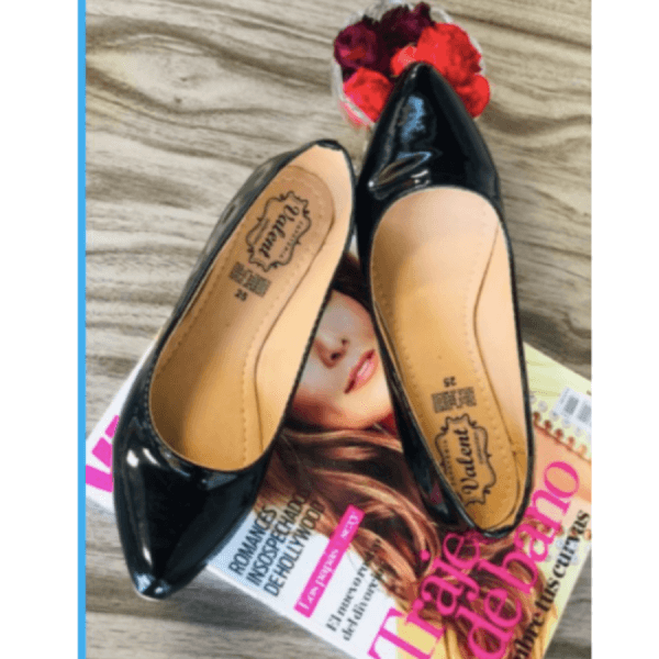 Balerina Style Shoes for Women, Made of Black Patent Leather